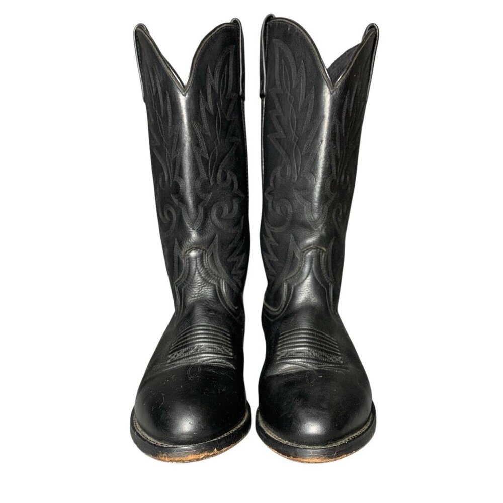 Santa Fe Boot Co. Men's Size 10 D Black Leather Pull On Cowboy Western Boots
